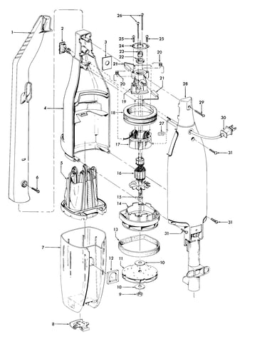 Motor, hose, baghousing, motorhousing