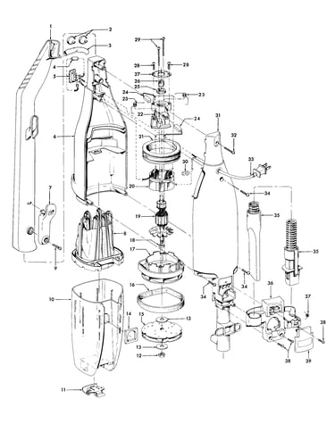 Motor, hose, motorhousing