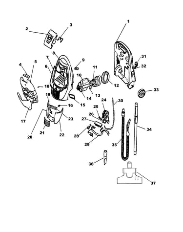 Agitator, cordreel, mainhousing, motor