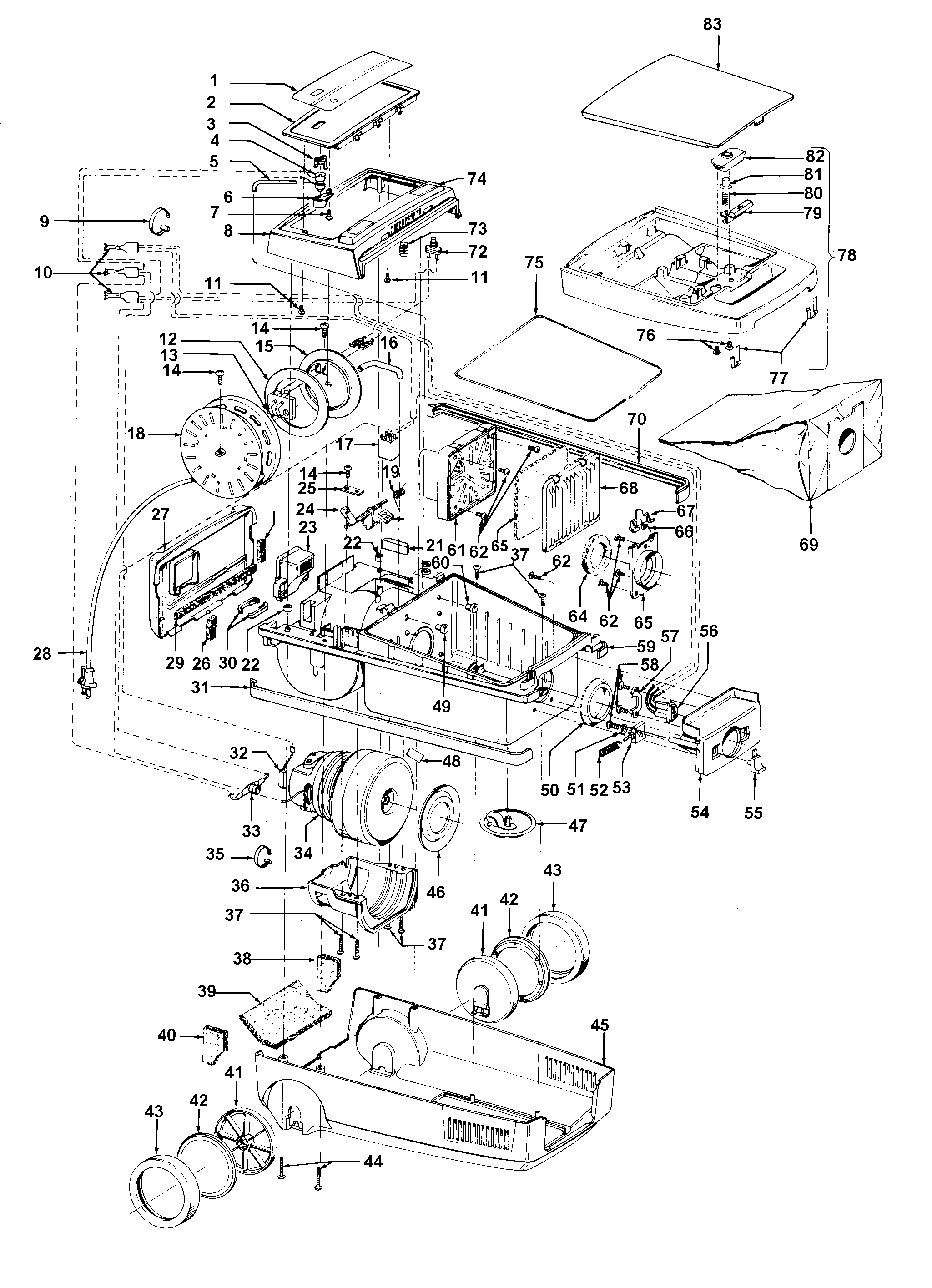 Cordreel, mainhousing, motor assembly
