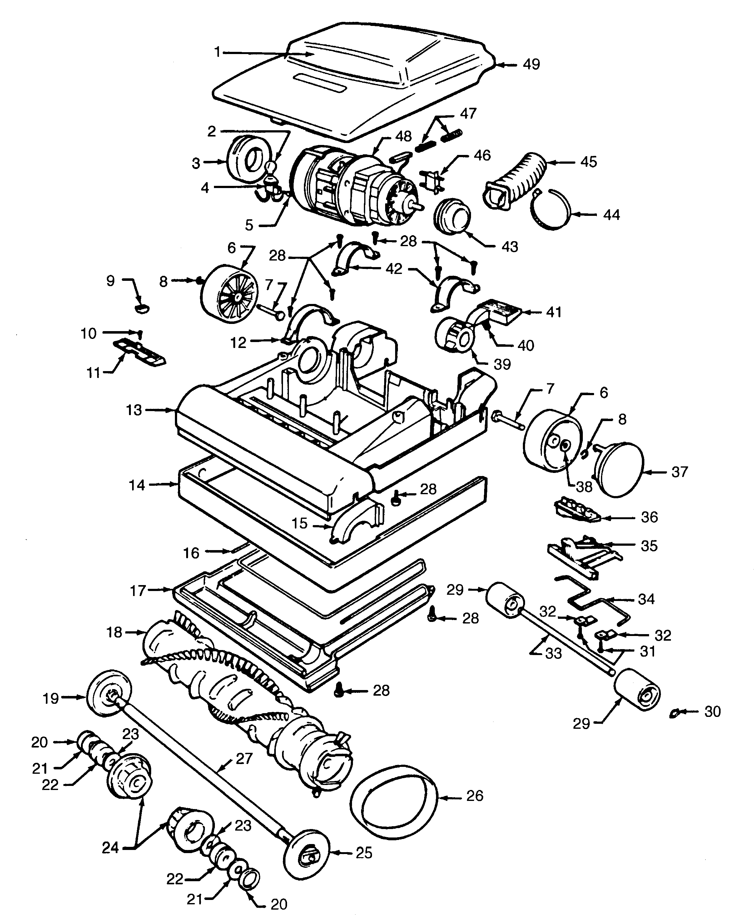 Agitator, motor, mainbody, hood