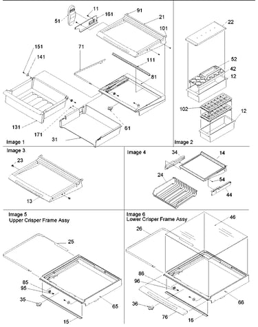 Deli, shelves, crisper assy