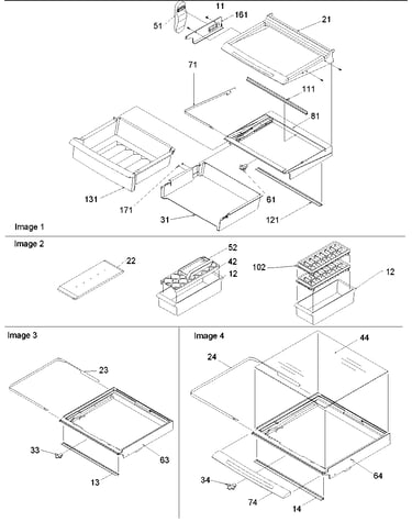 Deli, shelves, crisper assy, accessories
