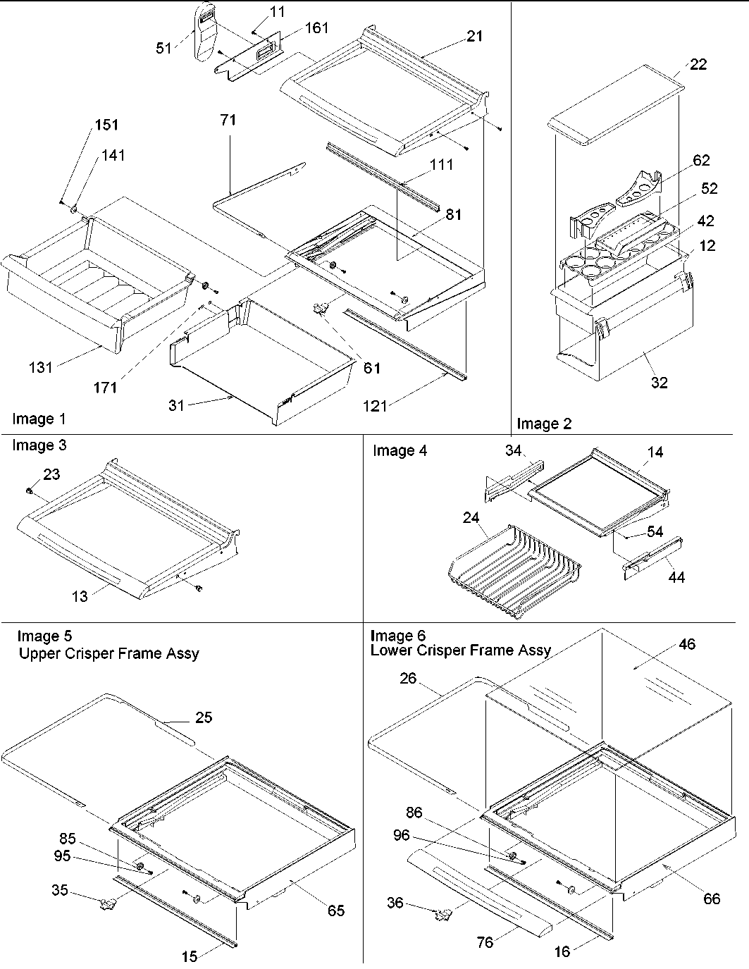 DELI, SHELVES & CRISPER ASSY