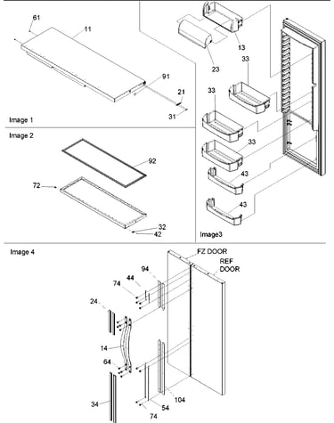 Refrigerator door, trim & handles