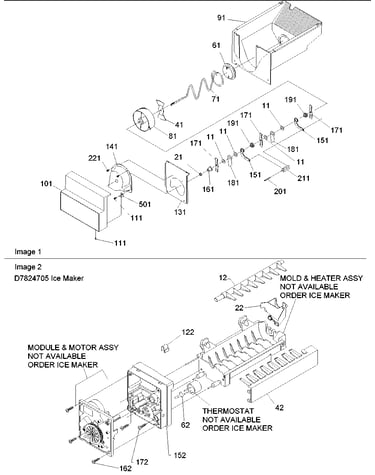 Ice bucket auger & ice maker parts