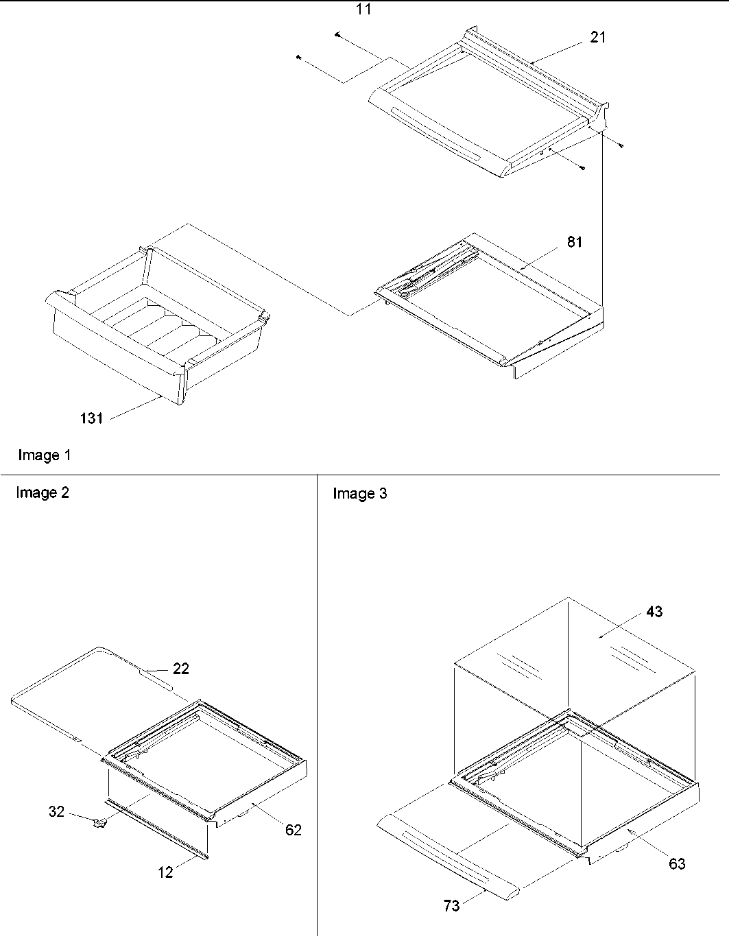 DELI, SHELVES & CRISPER ASSY