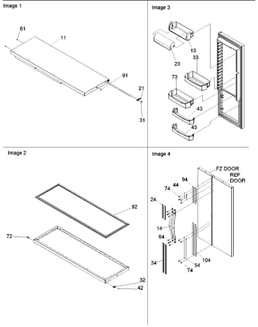 Refrigerator door, trim & handles