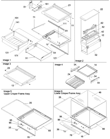 Deli, shelves, & crisper assy