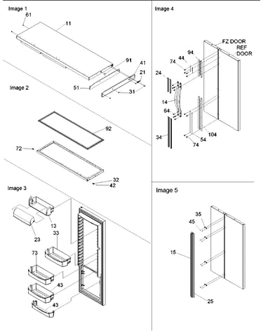 Refrigerator door, trim and handles
