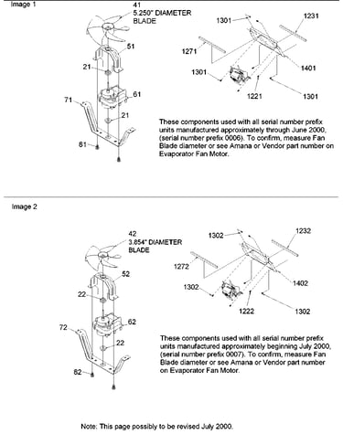 Evaporator fan shroud & motor assemblies