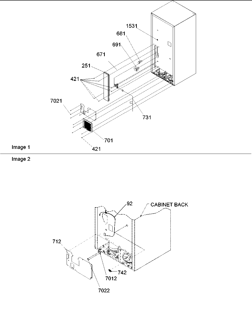 Cabinet back & water valve
