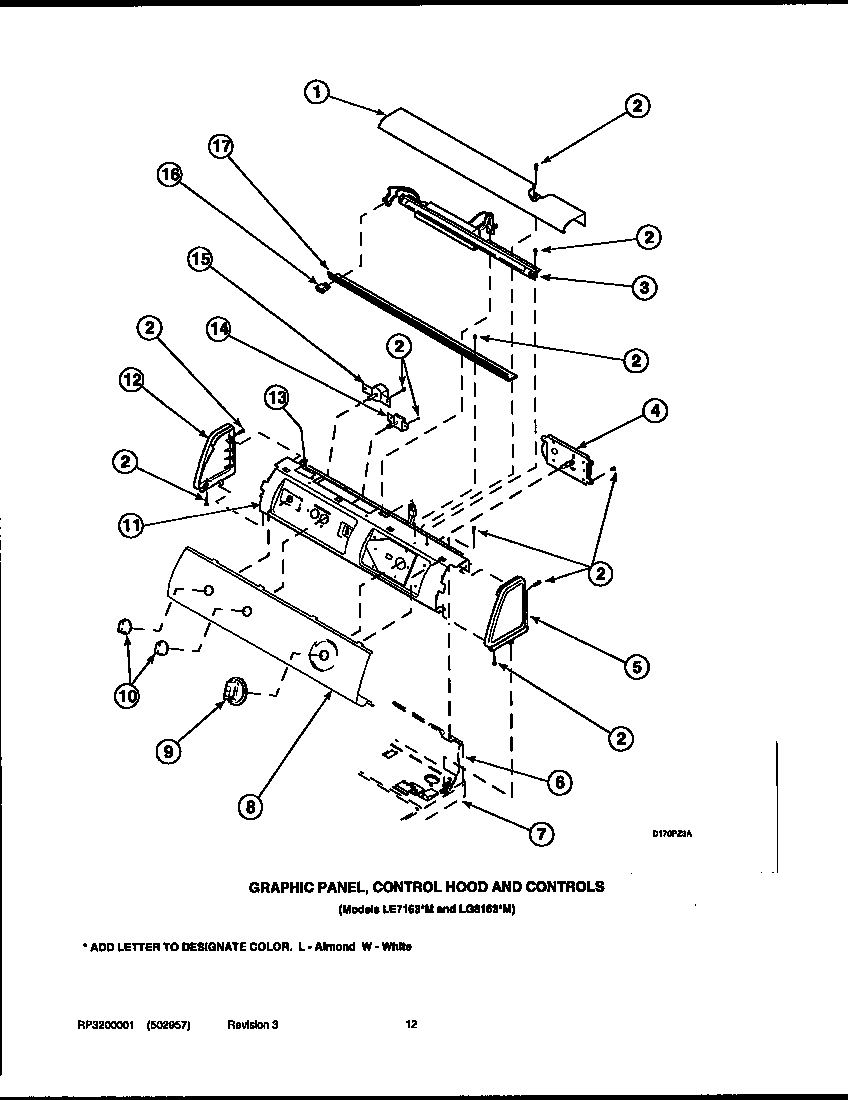 Graphic panel, control hood and controls