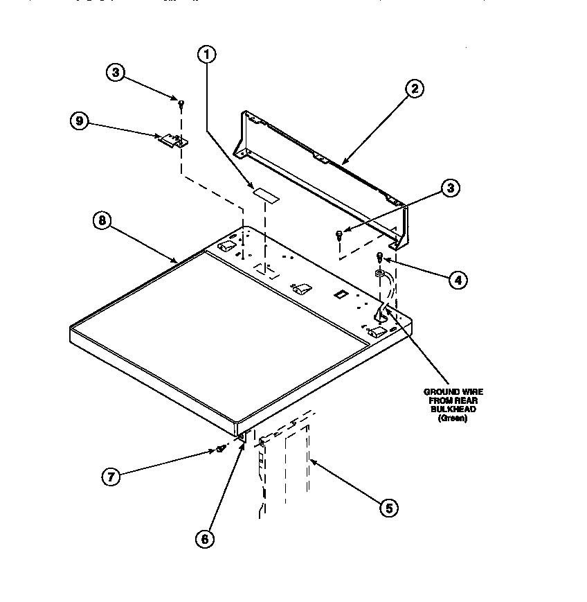 Cabinet top and control hood rear panel
