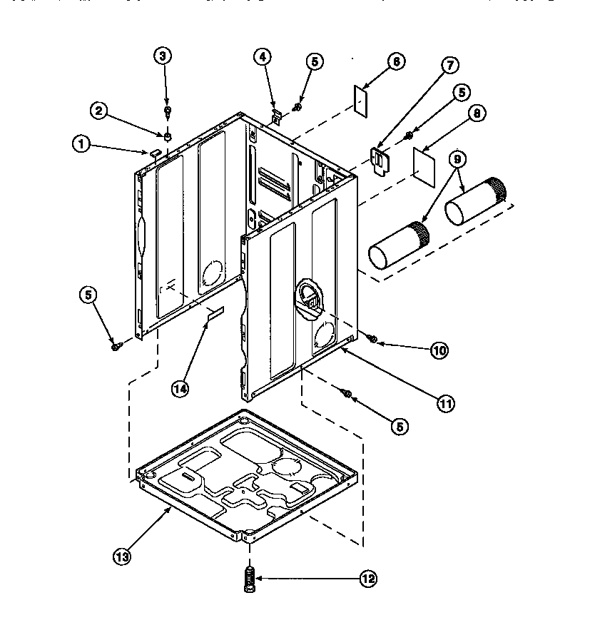 Cabinet, exhaust duct and base