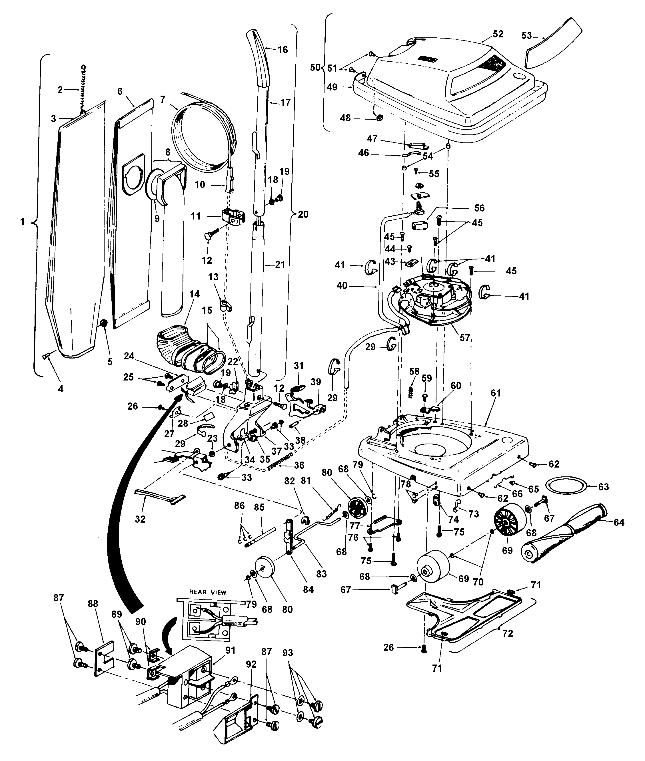 Agitator, handle, mainbody, outerbag