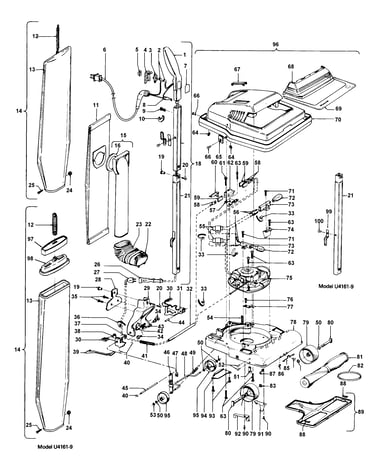 Handle, mainbody, outerbag, hood