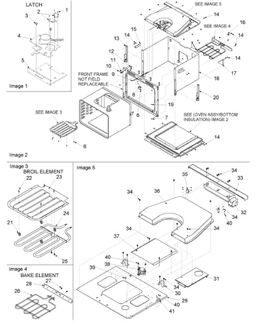Inner cavity, blower, bake, & broil assy