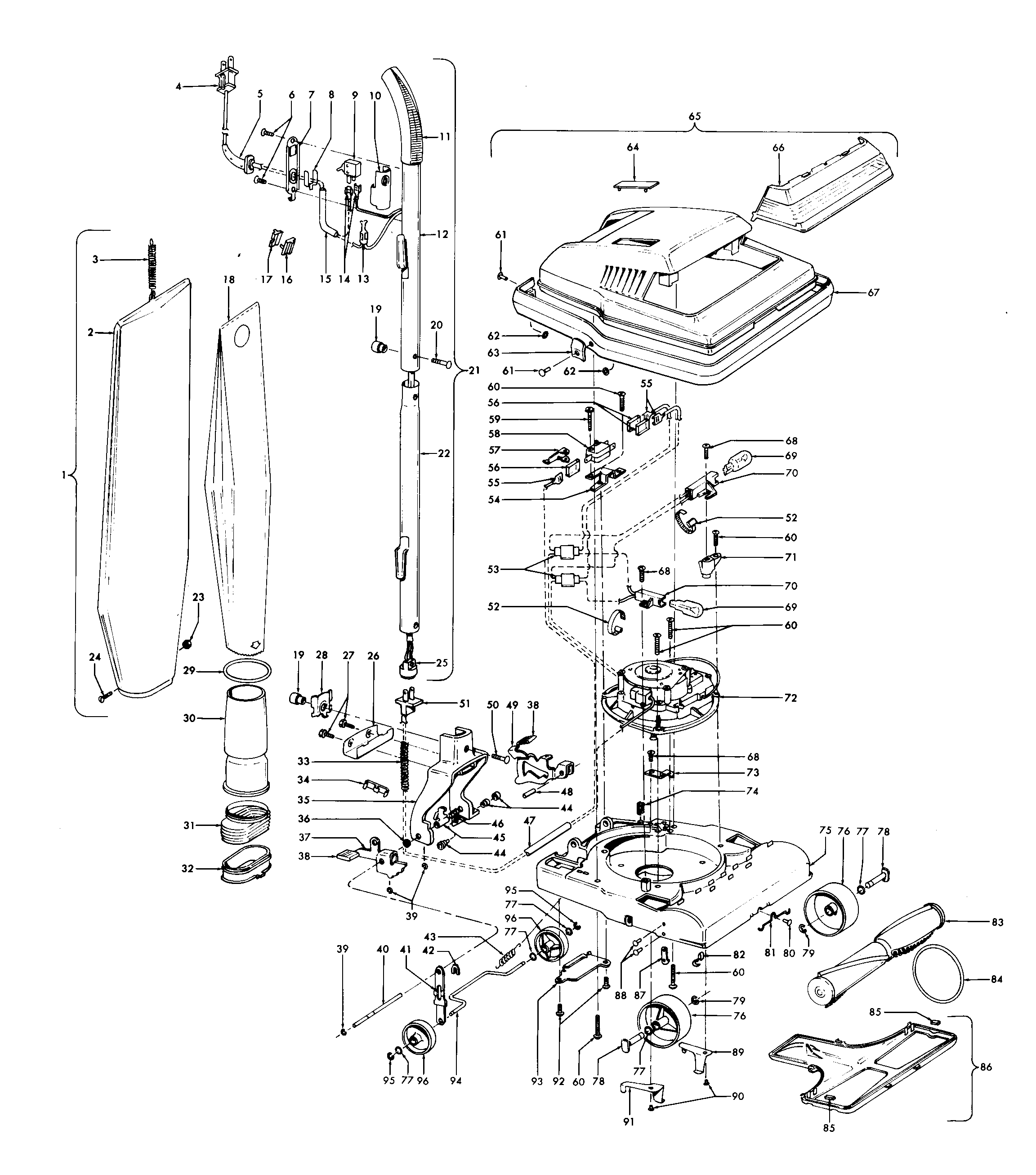 Handle, mainbody, outerbag, hood