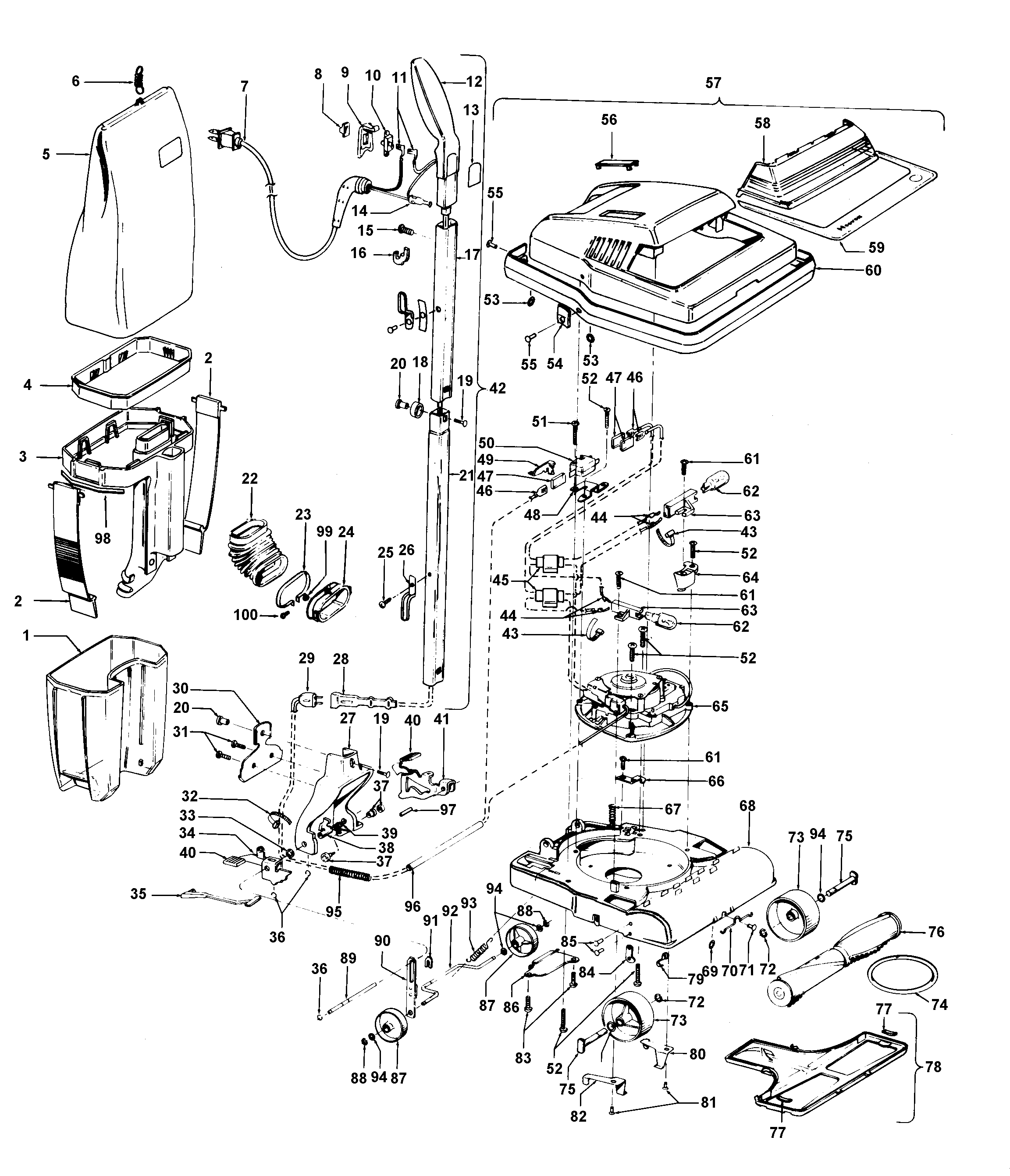 Agitator, handle, mainbody, outerbag