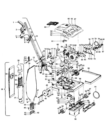 Handle, mainbody, outerbag, hood