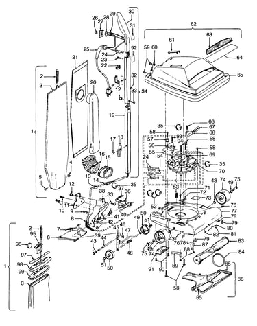 Handle, mainbody, outerbag, hood