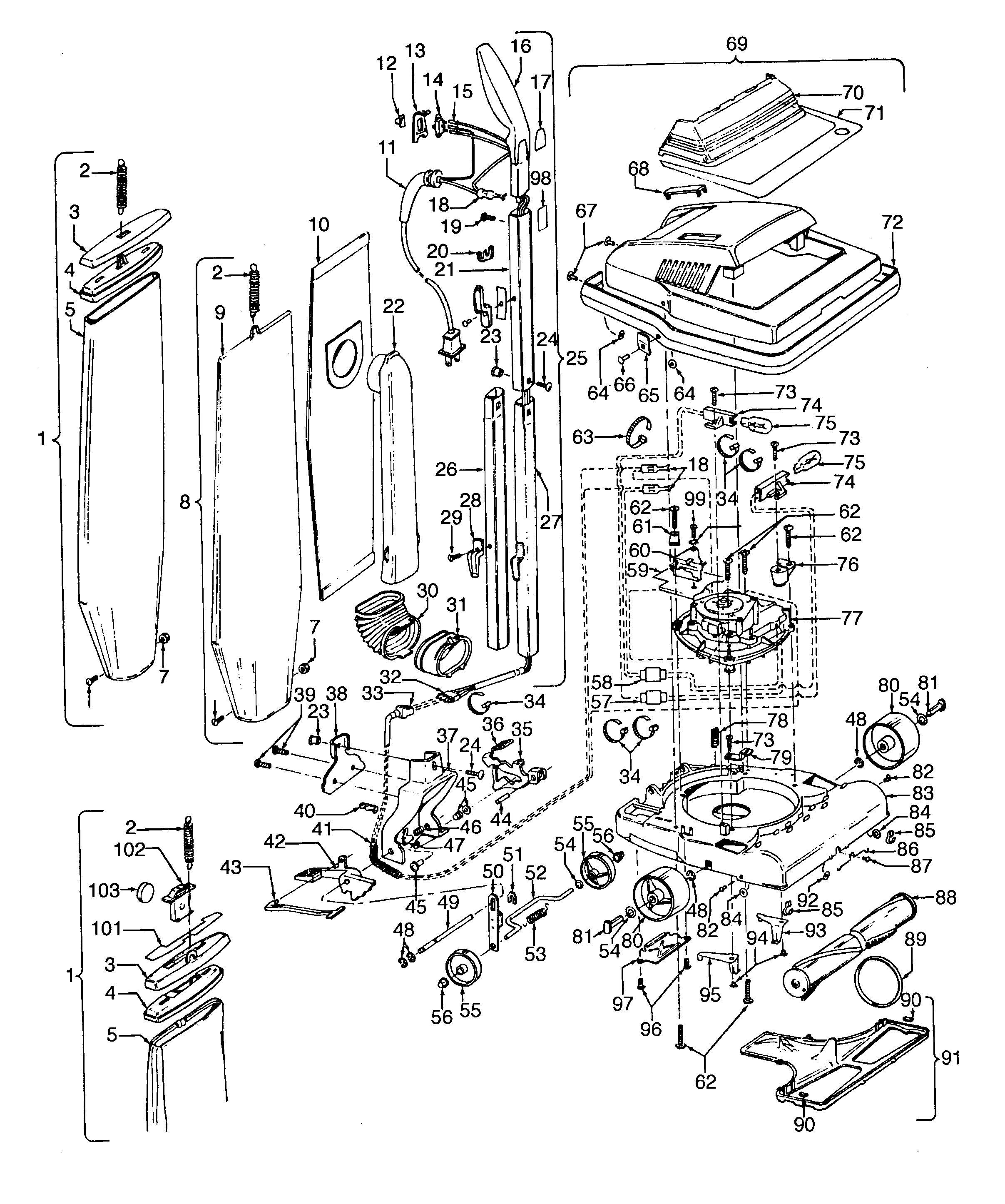 AGITATOR, HANDLE, MAINBODY, OUTERBAG