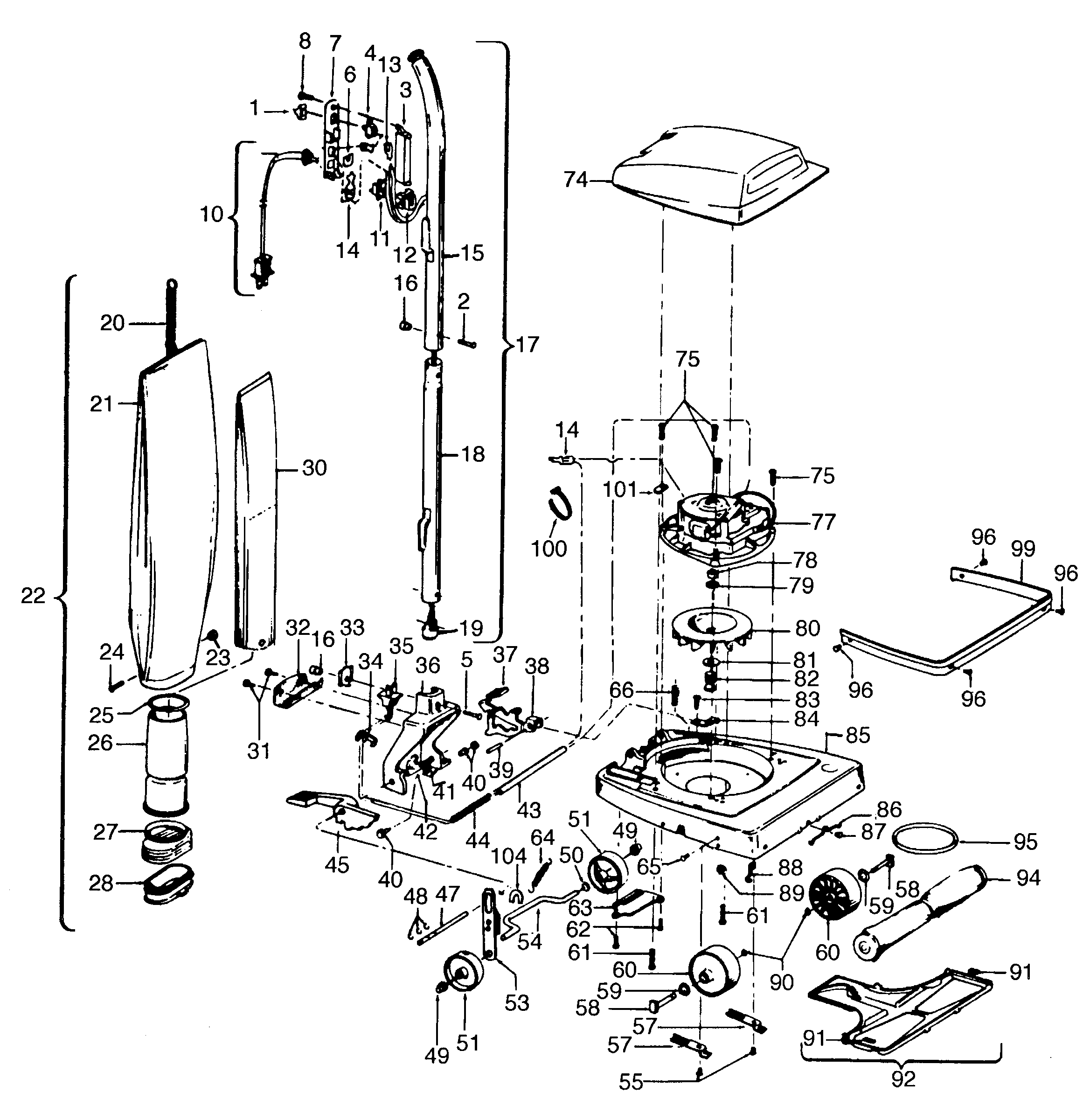 Handle, mainbody, hood