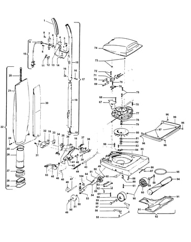 Handle, mainbody, baghousing, hood