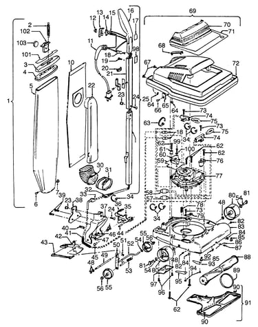 Motor, handle, mainbody, outerbag, hood