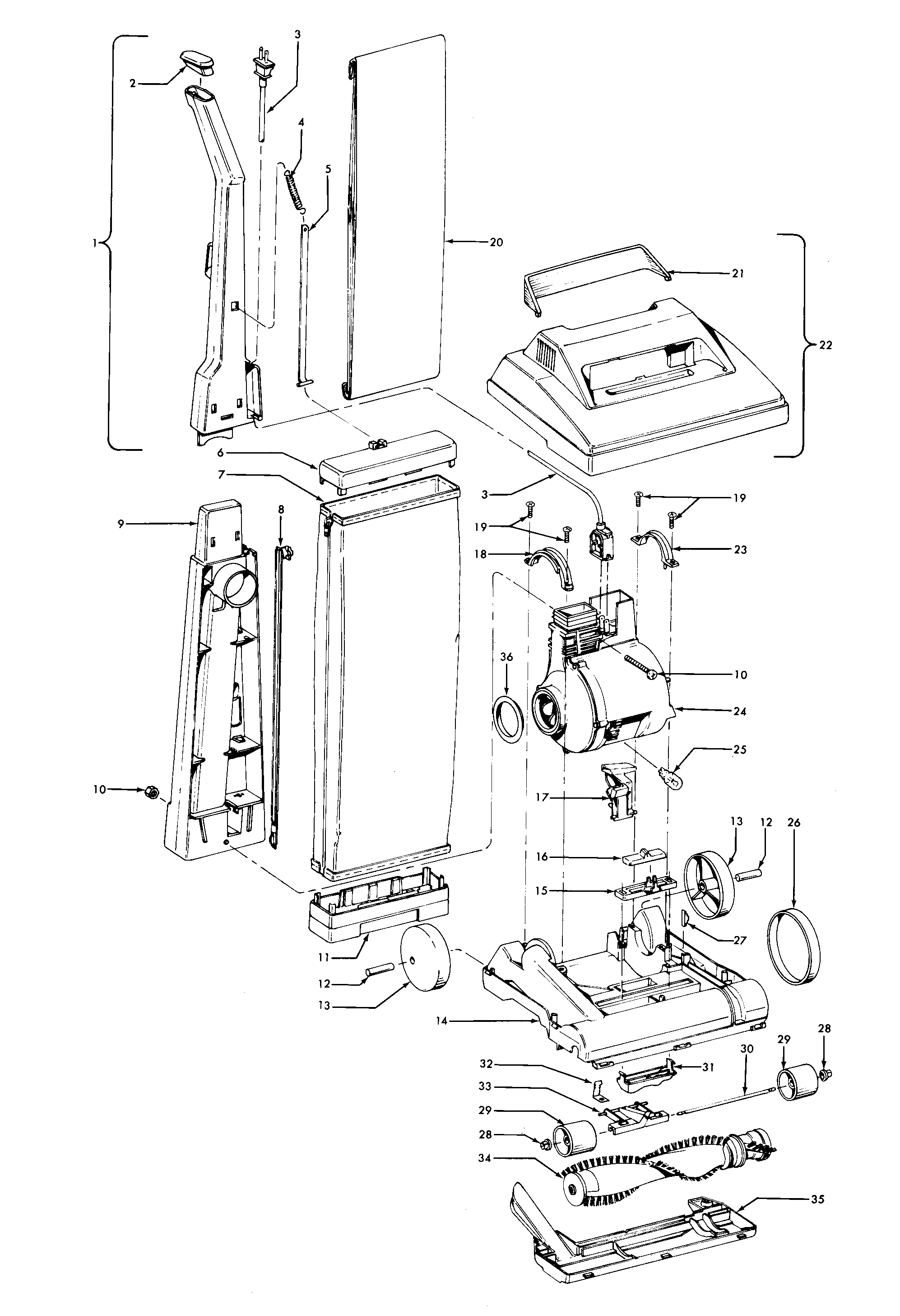 Handle, mainbody, outerbag, hood