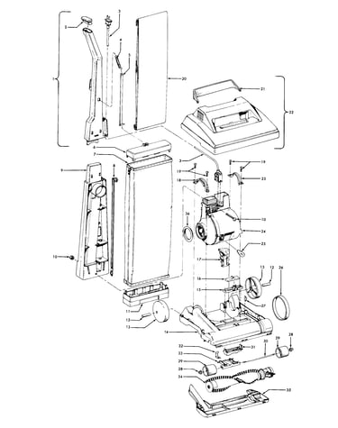Handle, mainbody, outerbag, hood