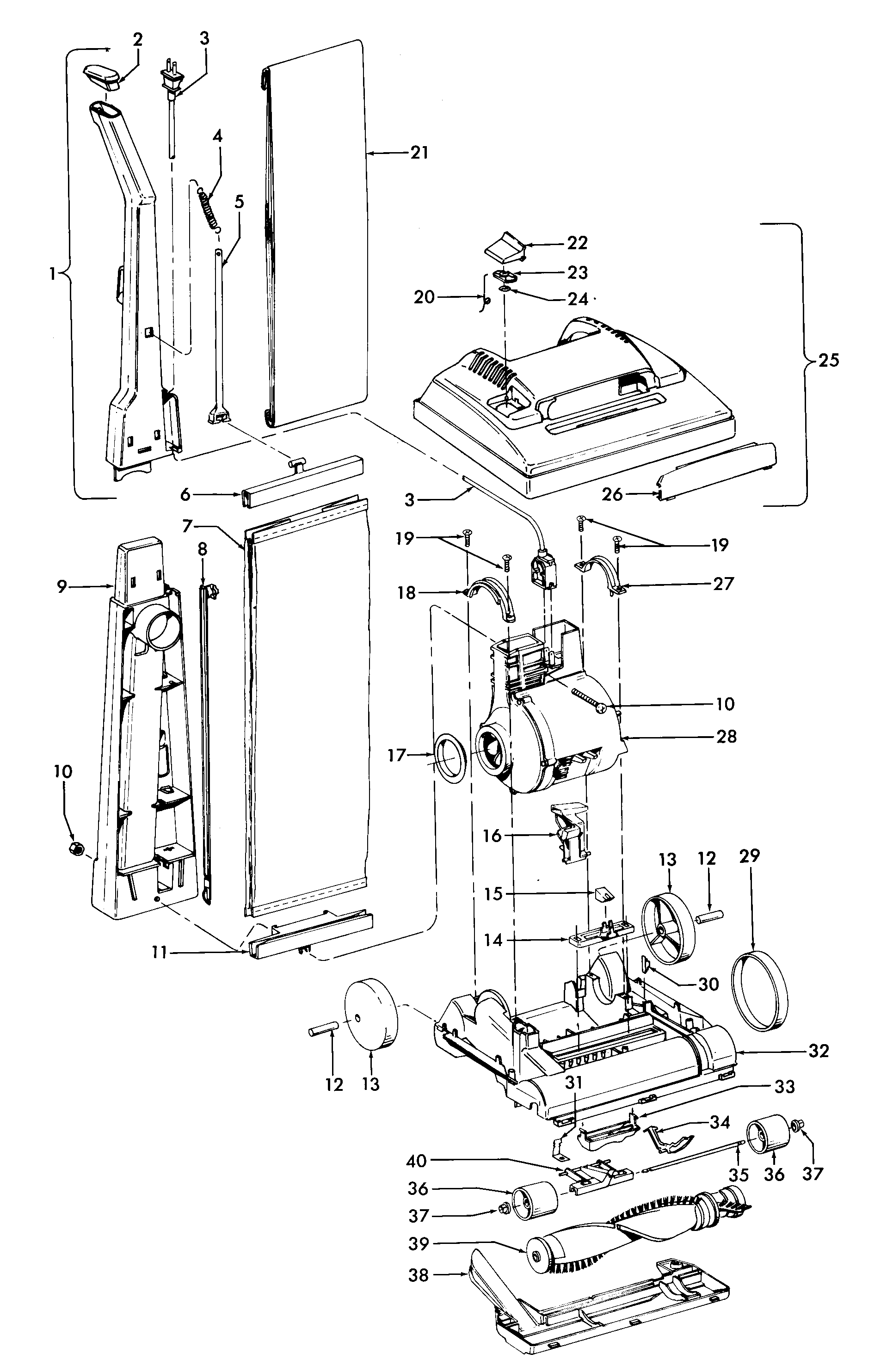 Motor, handle, mainbody, outerbag, hood