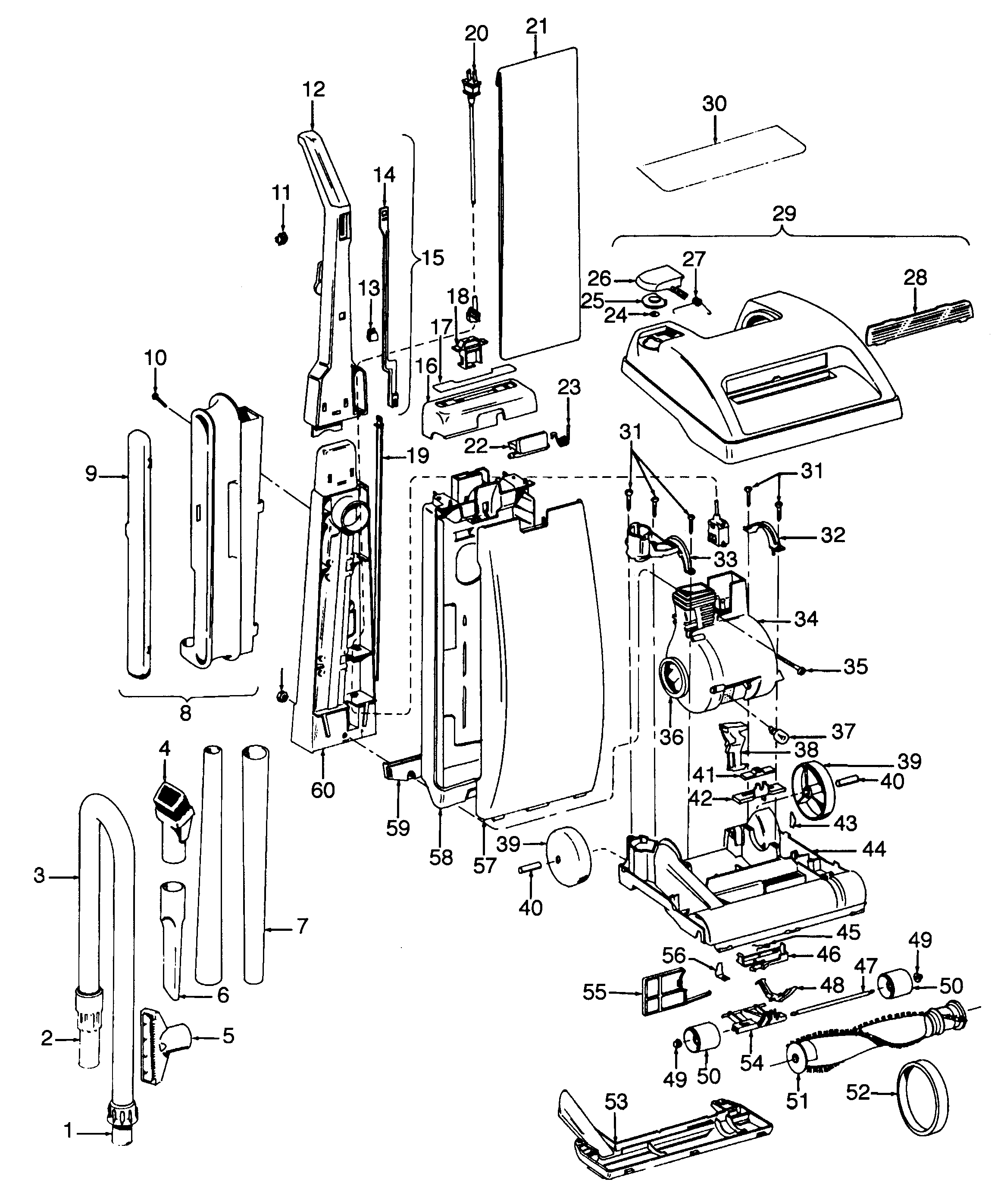 Mainbody, handle, outerbag