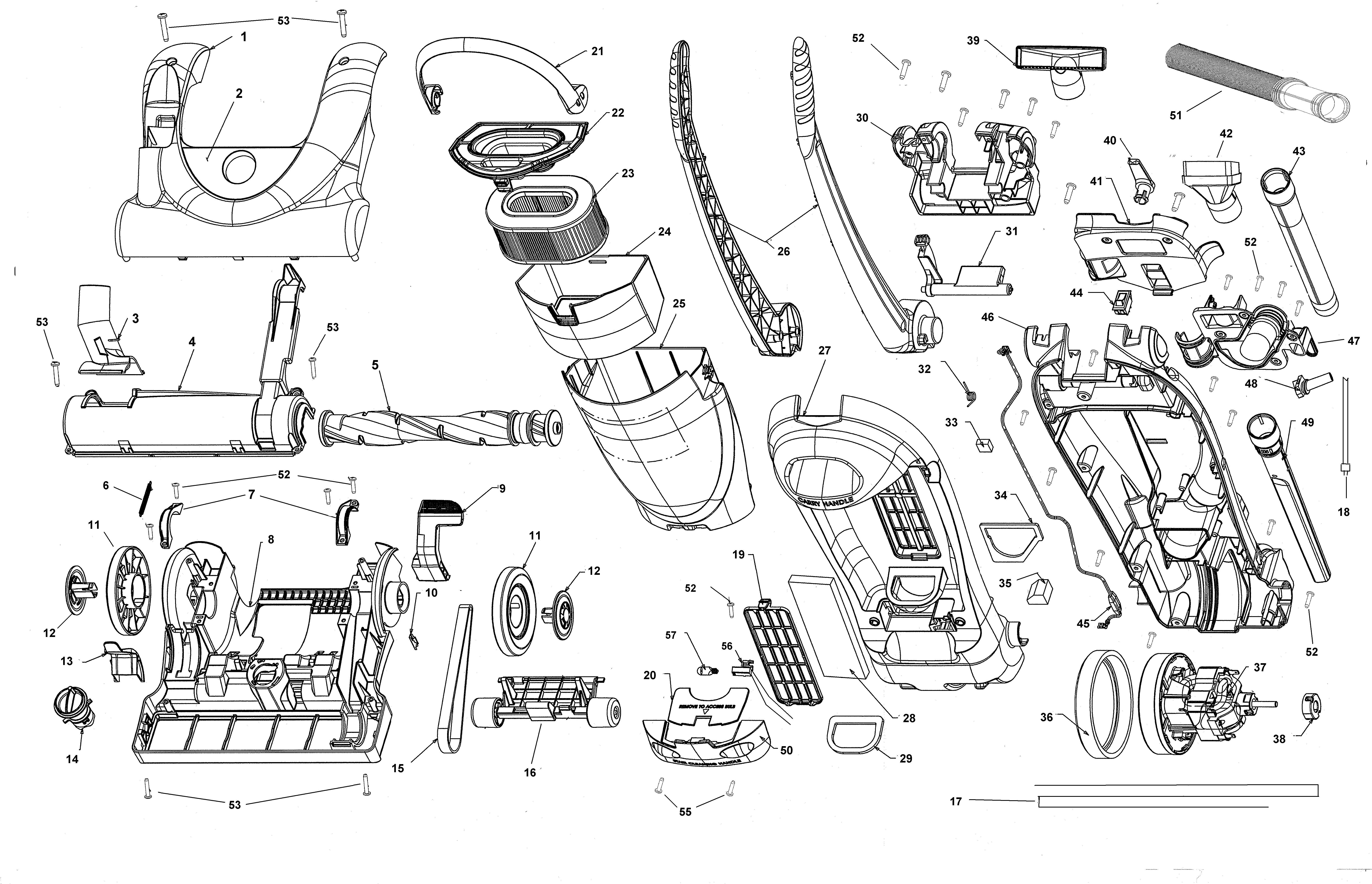Motor, handle, hose, mainbody