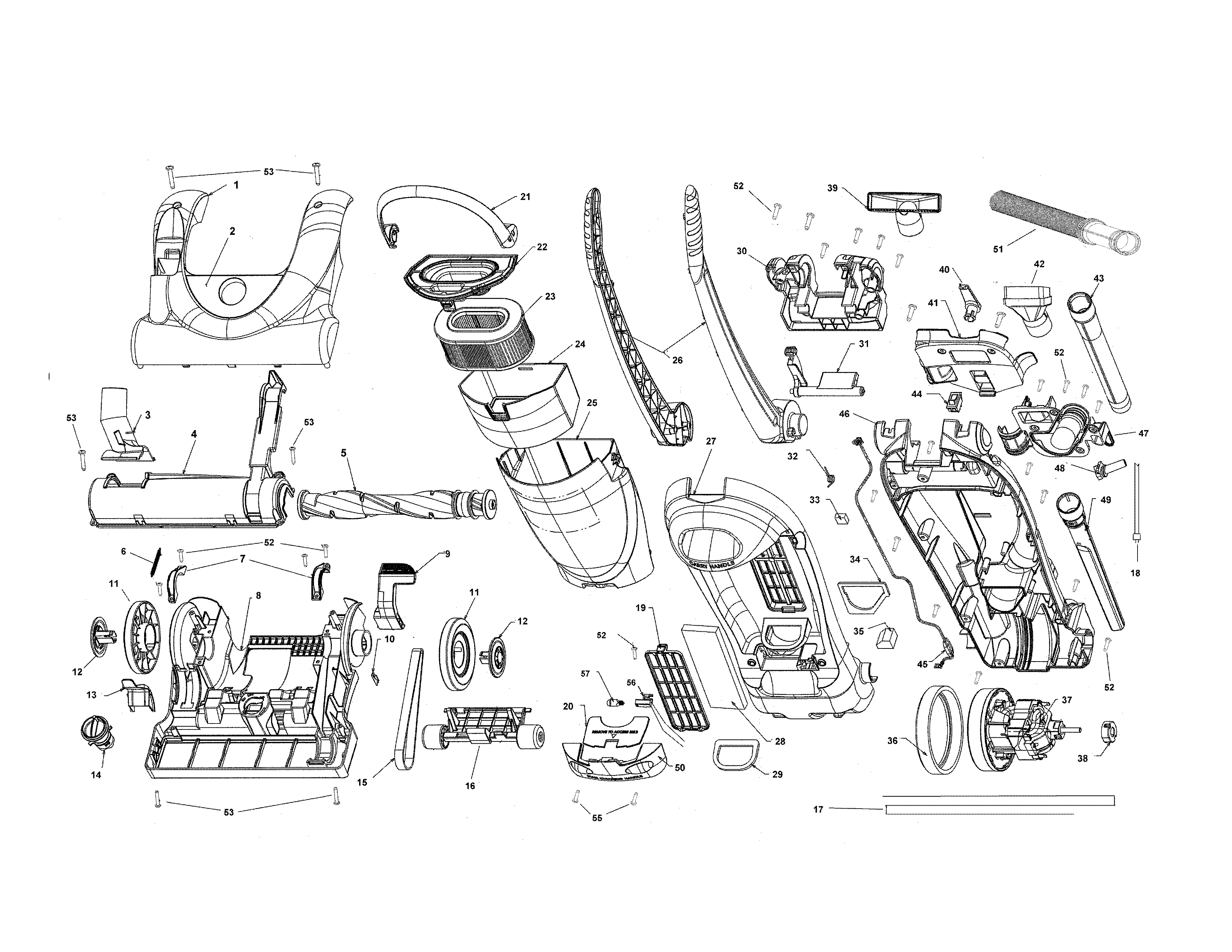 Motor, handle, hose, mainbody