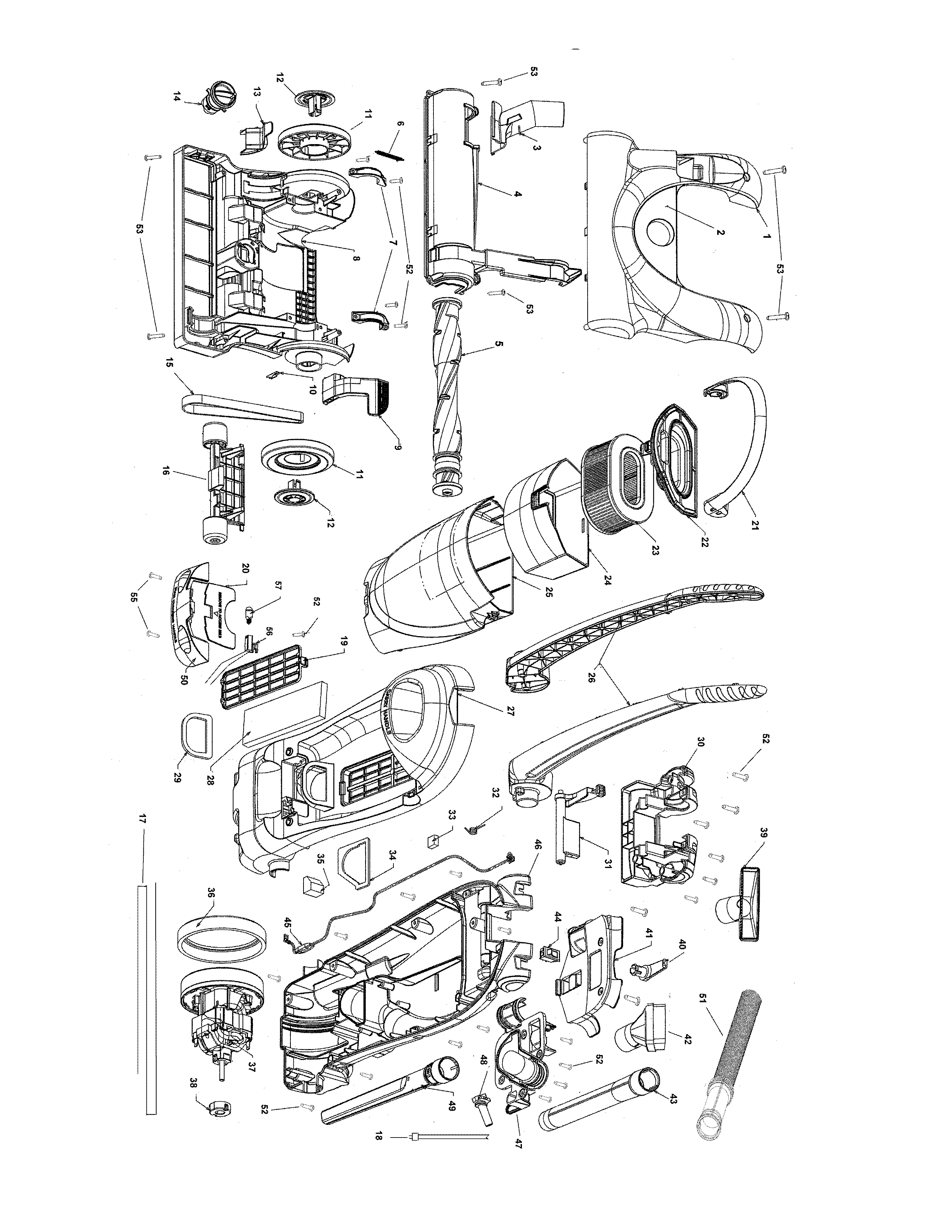 Motor, handle, hose, mainbody