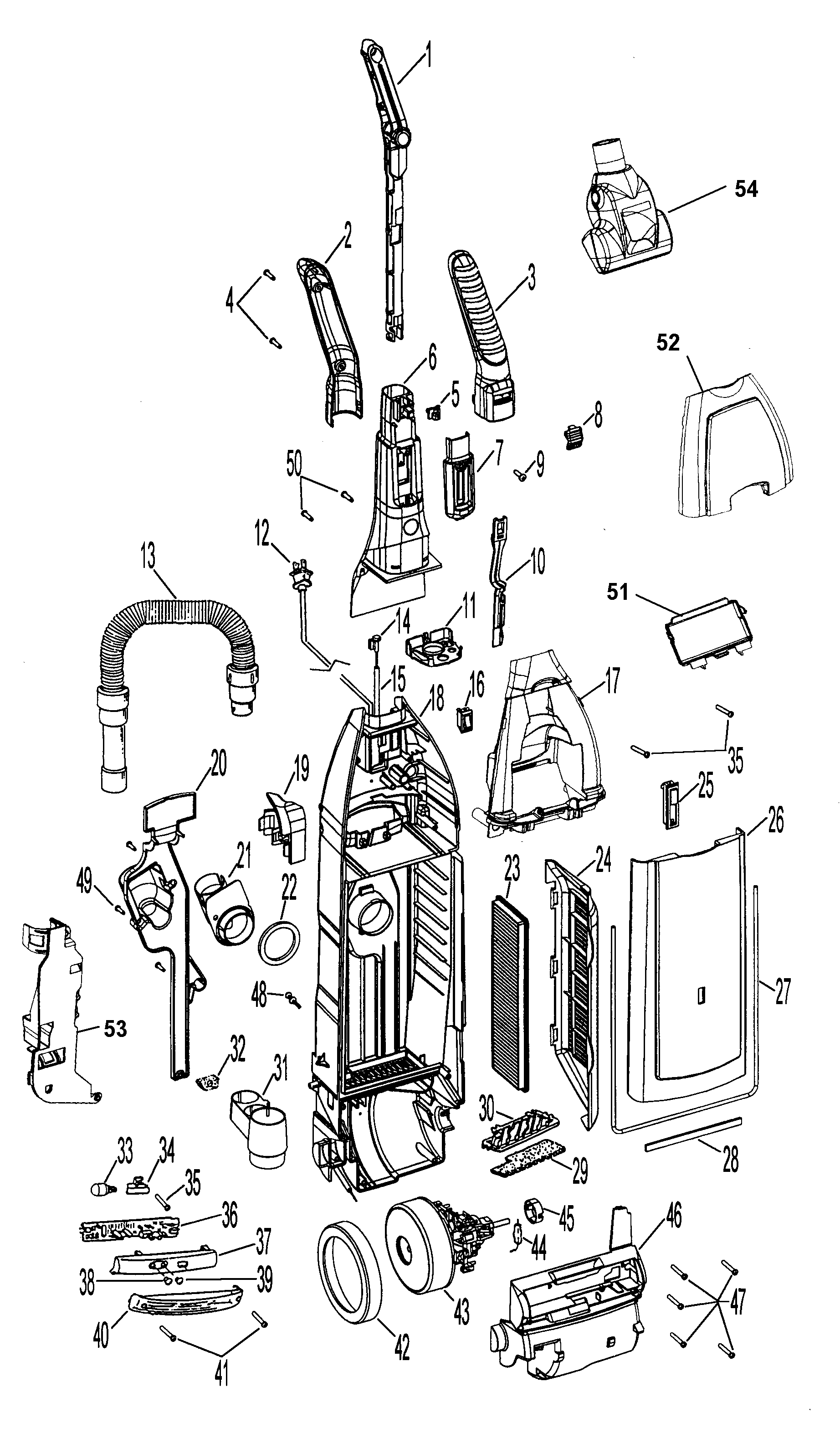 Motor, handle, hose, baghousing