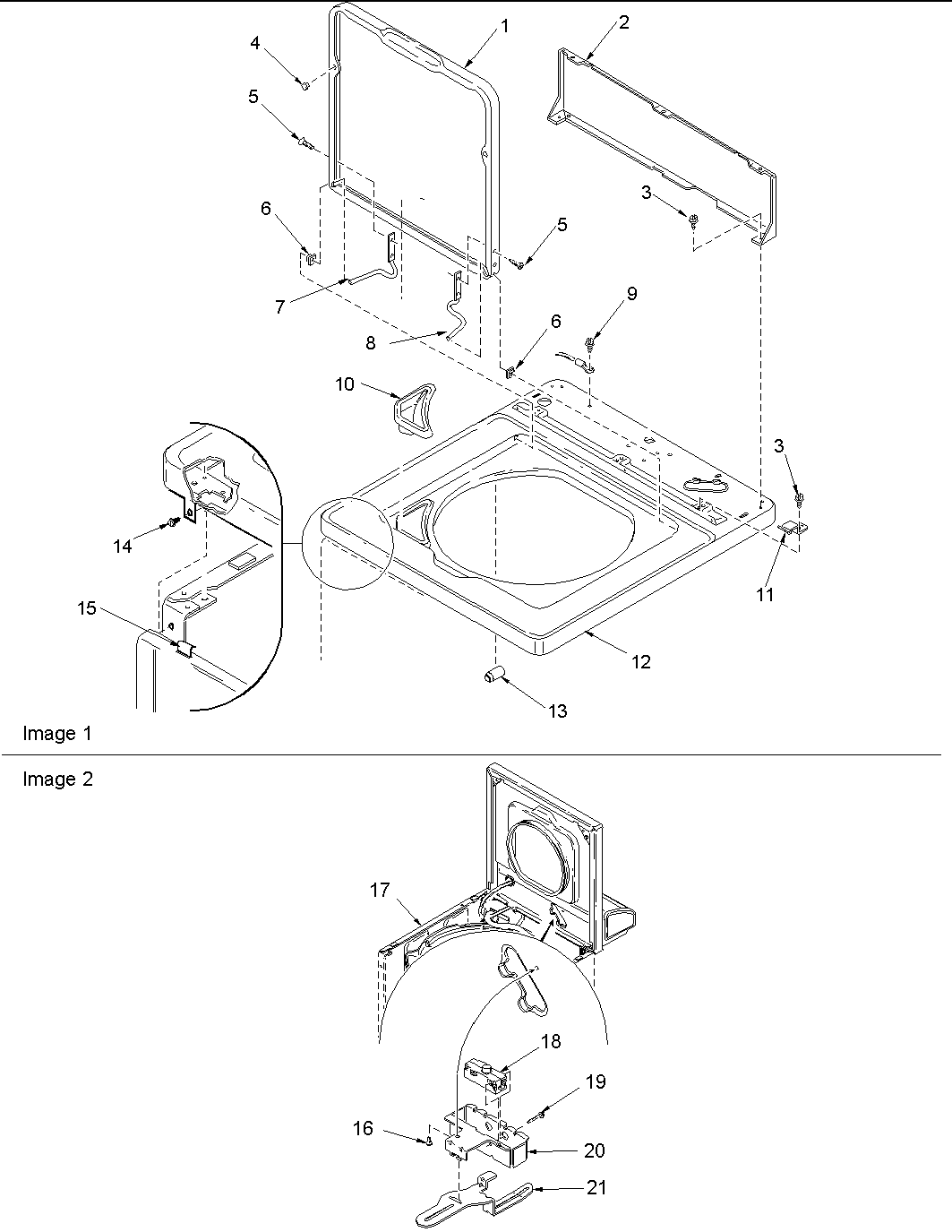 CABINET TOP, DOOR, AND DOOR SWITCH