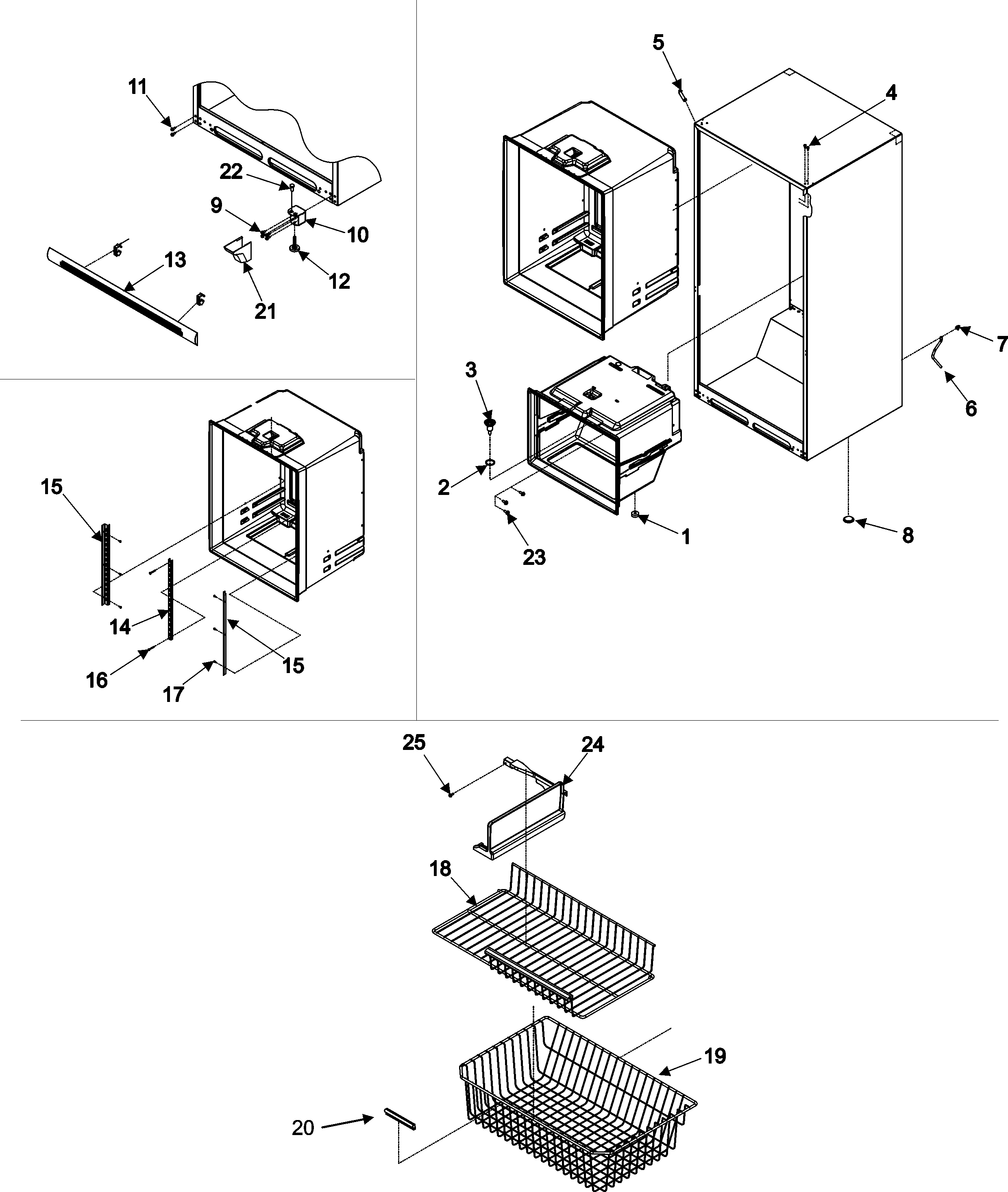 Interior cabinet & freezer shelves