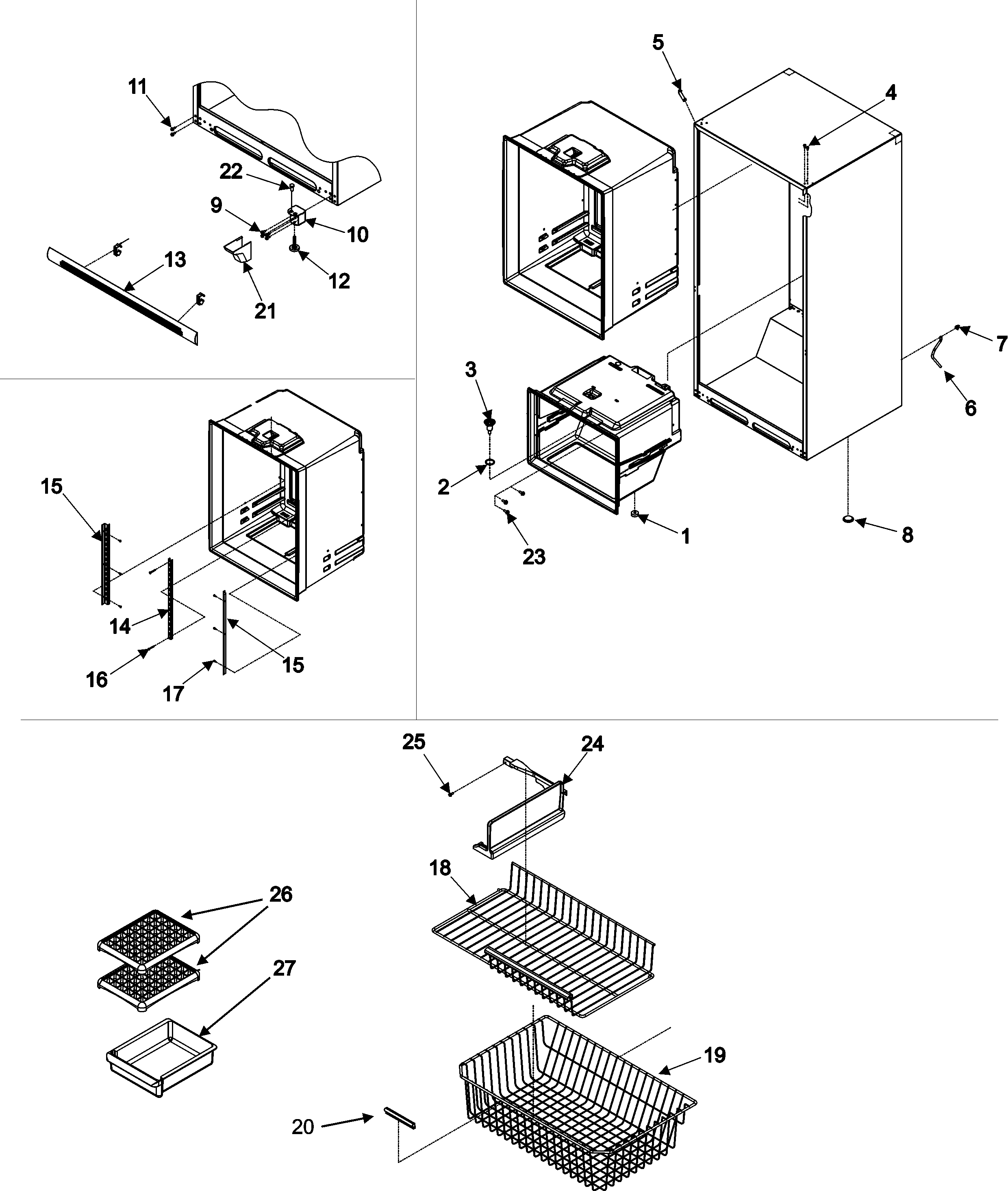 Interior cabinet & freezer shelves
