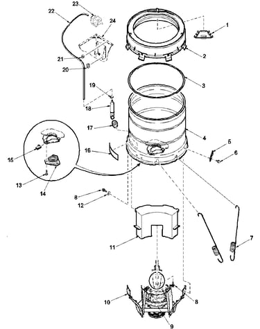 Outer tub, cover, pressure tube