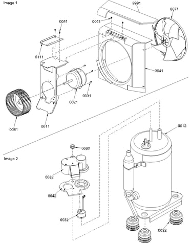 Fan motor assembly/compressor assembly