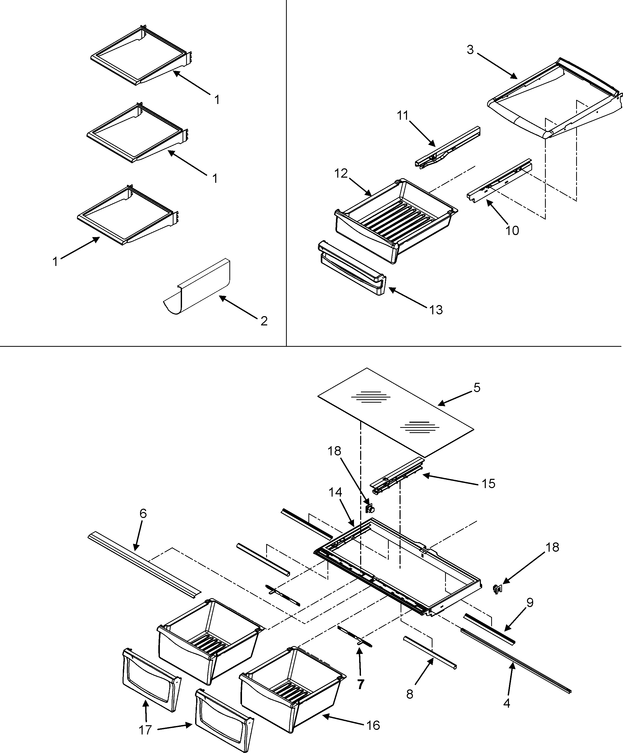 Refrigerator shelves