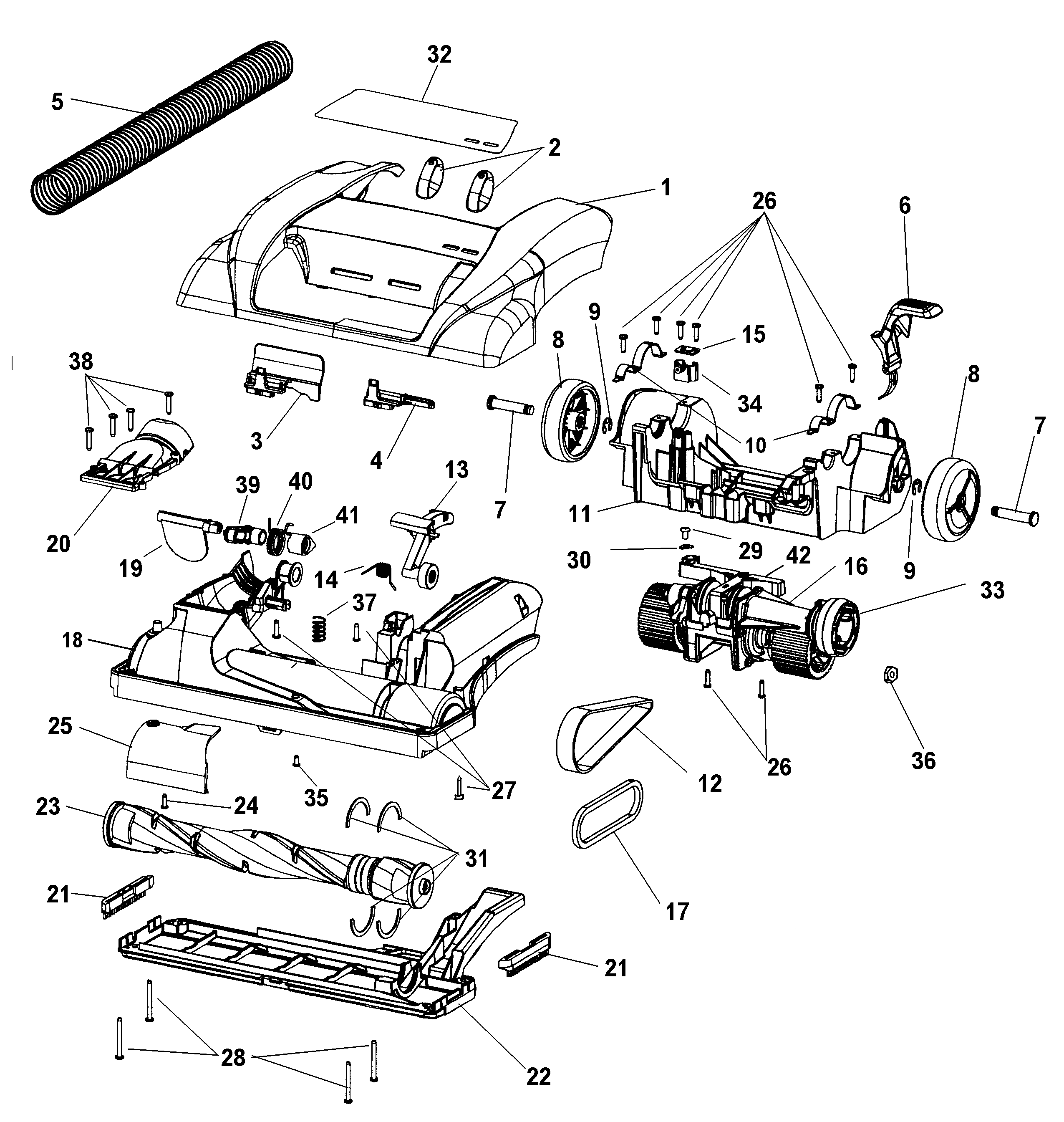 Agitator, mainbody, hood