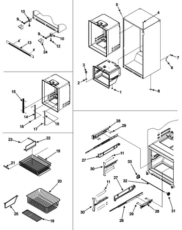 Interior cabinet & freezer shelves
