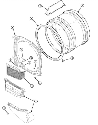 Front bulkhead, air duct & drum