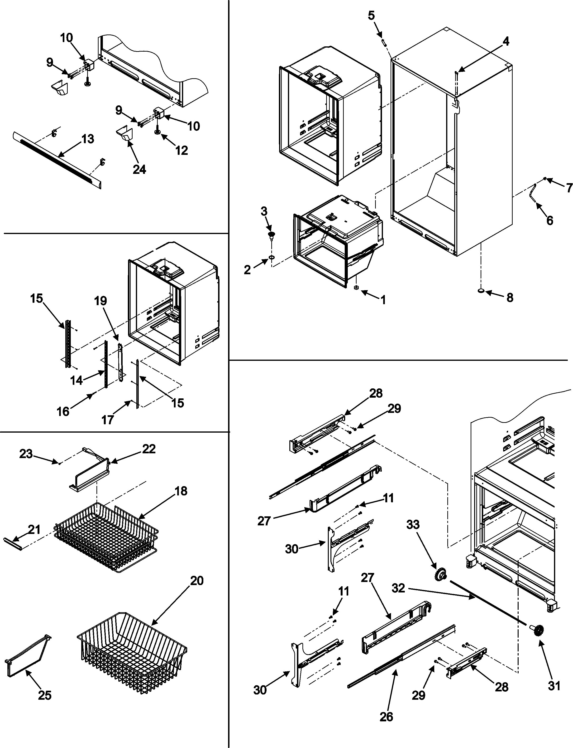 Interior cabinet & freezer shelves