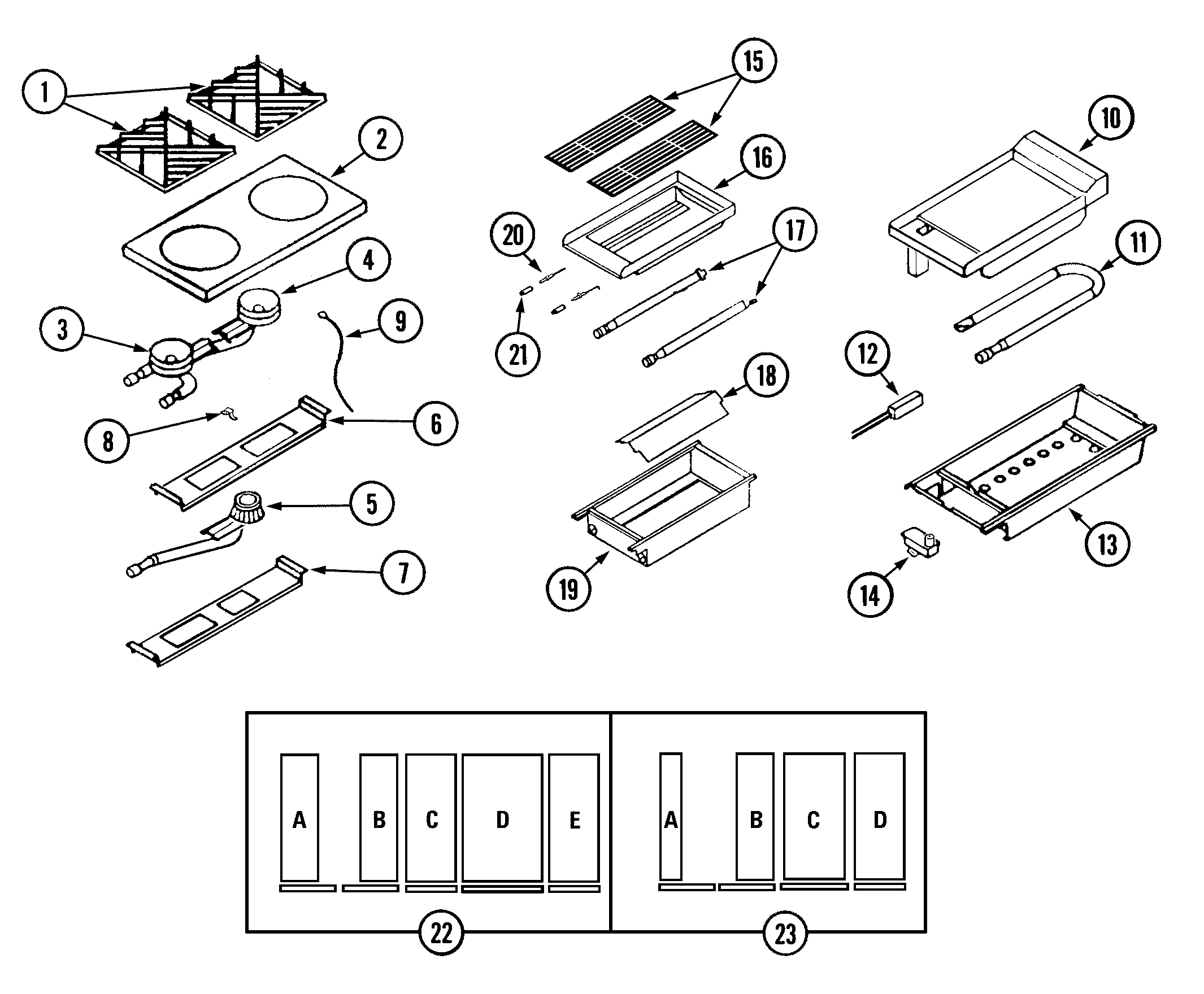 Top assembly/gas controls