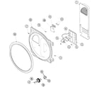 Amana DLE330RAW rear bulkhead, air duct, heater & roller diagram